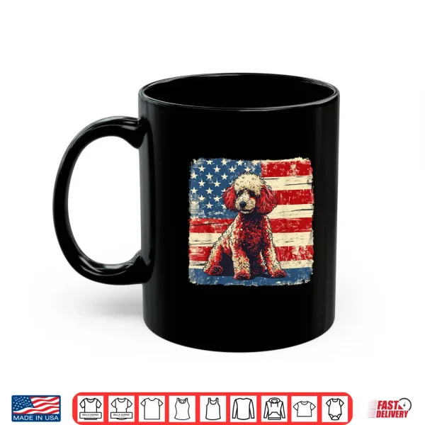 Mug Patriotic Poodle Dog Tee Fourth of July Women Men Kids Shirt