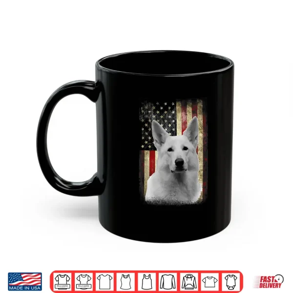 Mug Patriotic White German Shepherd Flag American USA Dog Lover Shirt