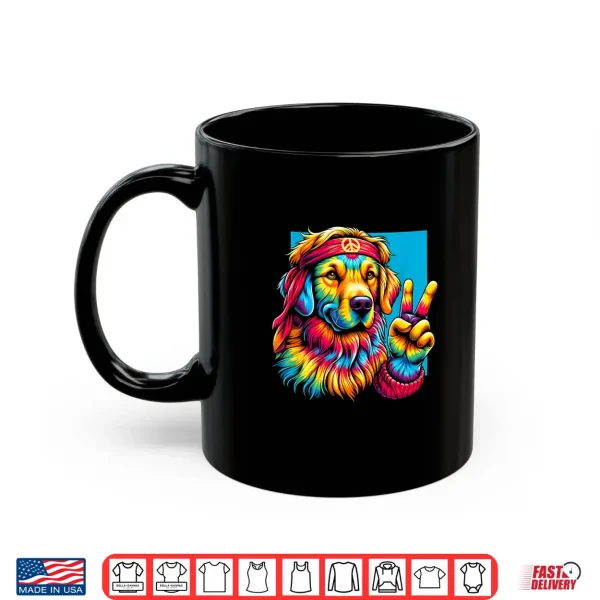 Mug Peace Sign Tie Dye Golden Retriever Dog Shirt