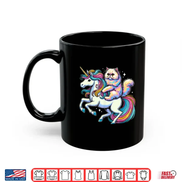 Mug Persian Cat Riding Unicorn Magical Adventure Shirt
