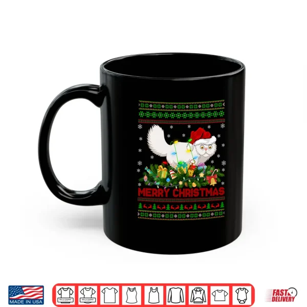 Mug Persian Cat Xmas Lights Santa Ugly Persian Cat Christmas Shirt