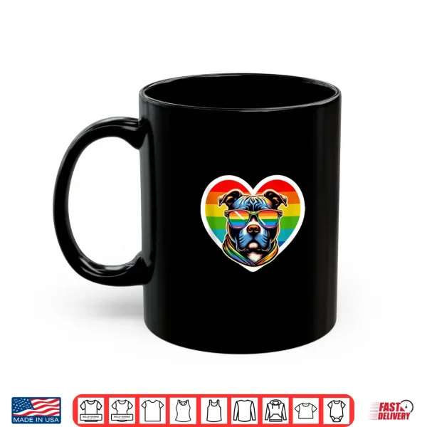 Mug Pitbull Heart Pride LGBTQ Rainbow Gay Funny Dog Lovers Shirt