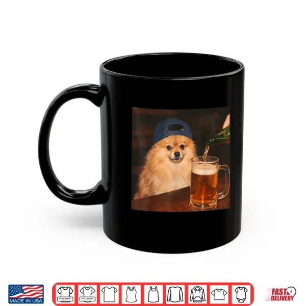 Mug Pomeranian Drinking Beer Shirt Funny Fathers Day Dog Meme Shirt