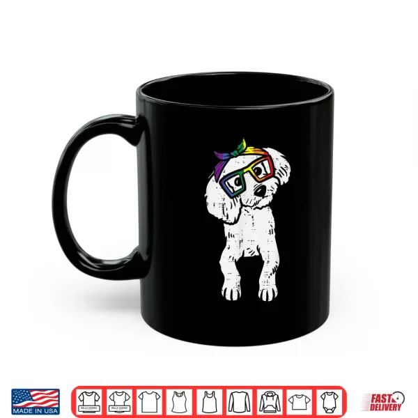 Mug Poodle Dog Bandana LGBTQ Rainbow Flag Gay Pride Ally Lover Shirt