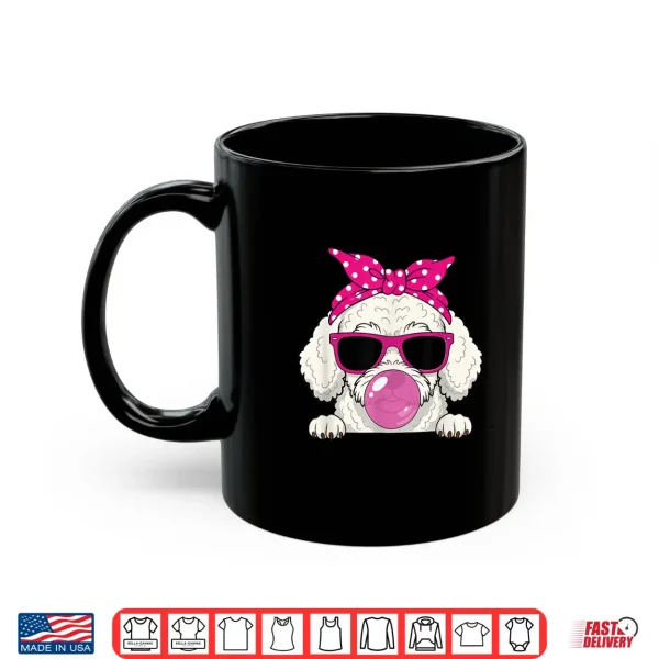 Mug Poodle Dog Kawaii Girl Pink Bandana Funny Poodle Gum Shirt