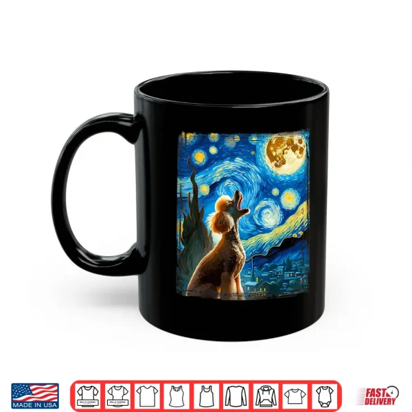 Mug Poodle Dog Moonlit Canine Art Van Gogh Starry Night Poodle Shirt