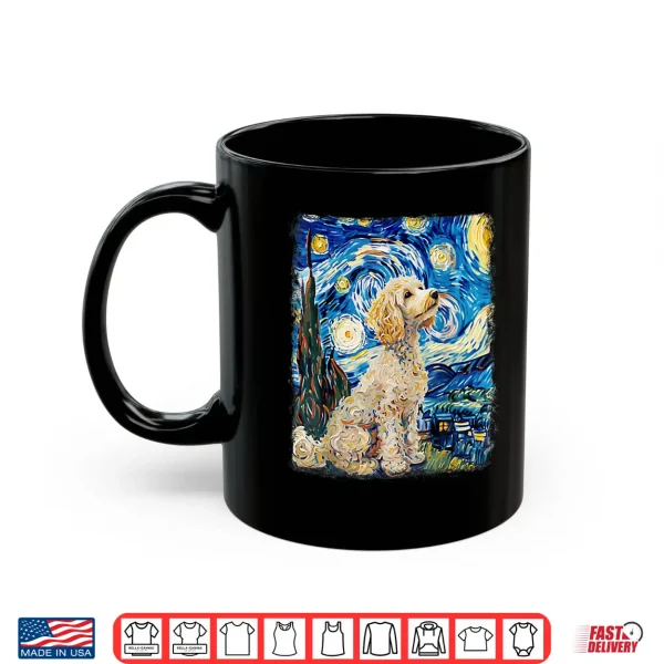 Mug Poodle Dog Starry Night Painting Shirt