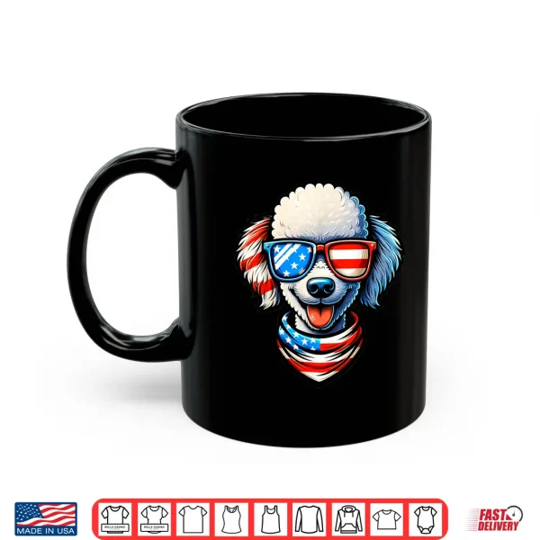 Mug Poodle Dog Wearing USA Flag Sunglasses Patriotic 4th of July Shirt
