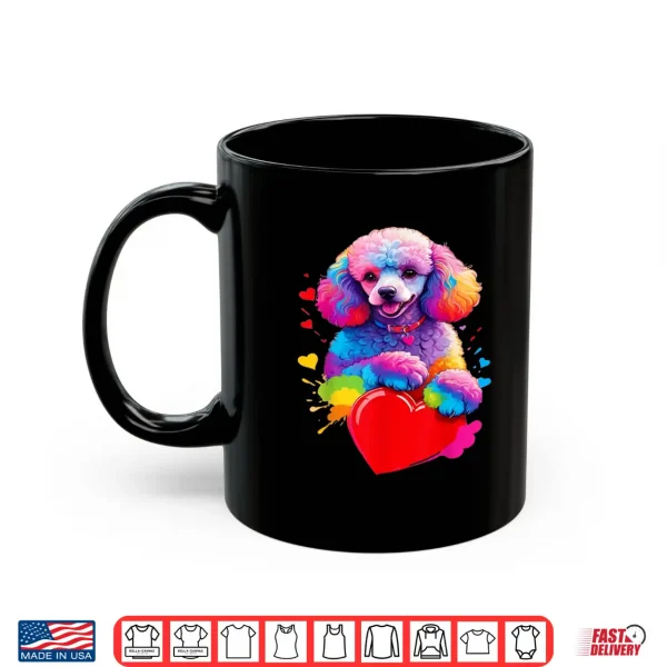Mug Poodle Shirt Colorful Poodle Heart Graphic Shirt