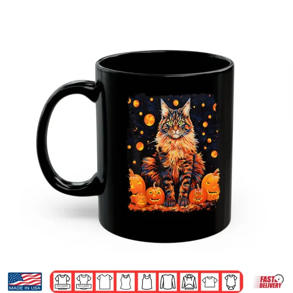 Mug Pop Art Maine Coon Cat Pumpkin Halloween Shirt