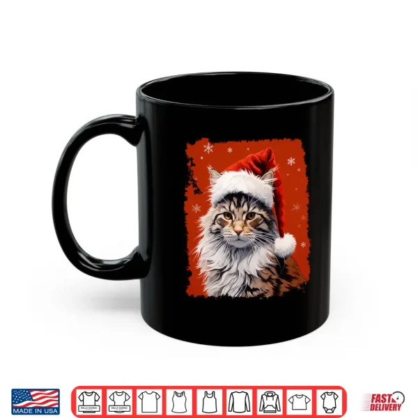 Mug Pop Art Maine Coon Christmas Cat Red Shirt