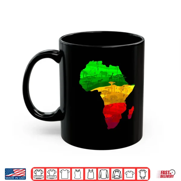 Mug Proud Africa Map Green Yellow Red African Pride Juneteenth Shirt