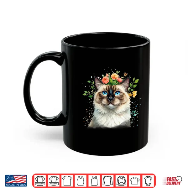 Mug Ragdoll Blue Eyed Boho Chic Cat Flowers Nature Garden Pretty Shirt
