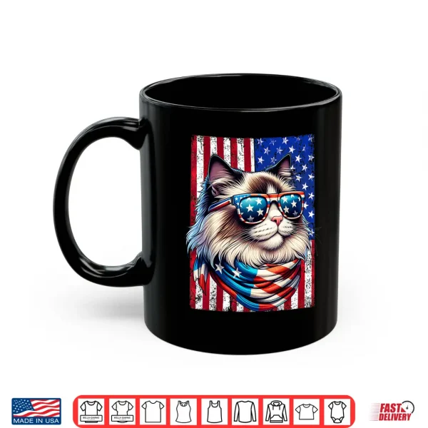 Mug Ragdoll Cat American Flag USA Patriotic 4th of July Cat Shirt