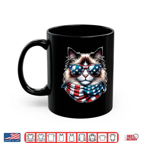 Mug Ragdoll Cat American Flag USA Patriotic Cat 4th of July Shirt