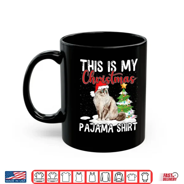 Mug Ragdoll Cat Christmas Pajama Shirt Cute Holiday Funny Design Men Women Kids Shirt