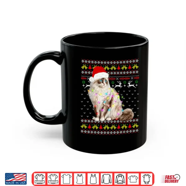 Mug Ragdoll Cat Christmas Ugly Design Festive Lights Cat Lover Shirt