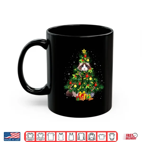 Mug Ragdoll Cat Cosplay Xmas Tree Matching Owner Family Kids Shirt