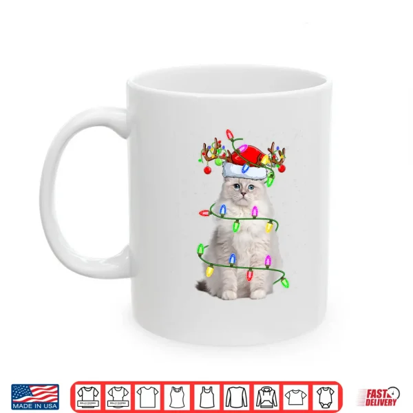 Mug Ragdoll Cat Lover Xmas Lighting Santa Ragdoll Cat Christmas Shirt