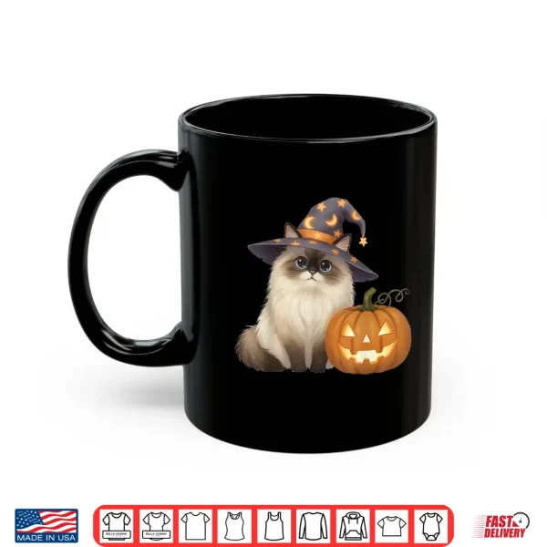 Mug Ragdoll Cat Mom Halloween Witch with Pumpkin Cute Fall Shirt