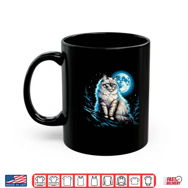 Mug Ragdoll Cat Moonlit Rooftop Night Feline Spirit Shirt