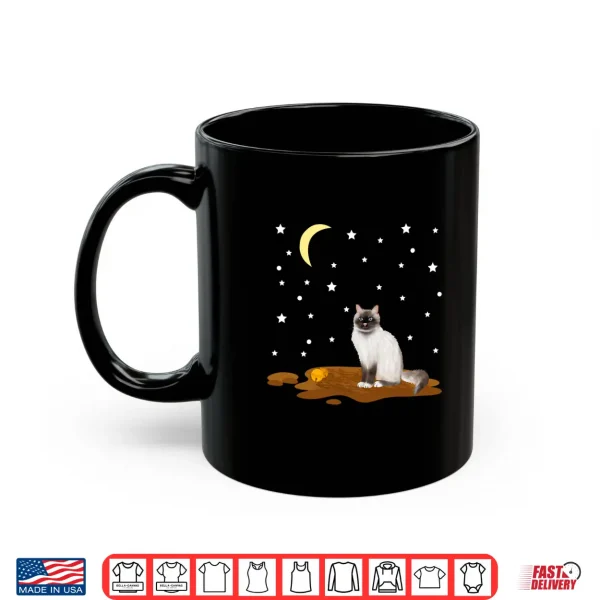 Mug Ragdoll Cat with Moon and Stars Cute Nighttime Design Shirt