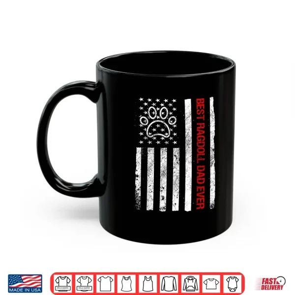 Mug Ragdoll Dad USA Flag Cat Funny Ragdoll Cat Owner Lovers Shirt