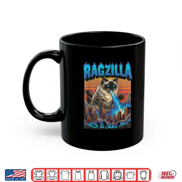 Mug Ragzilla Giant Blue Eyed Ragdoll Cat Monster Movie Parody Shirt
