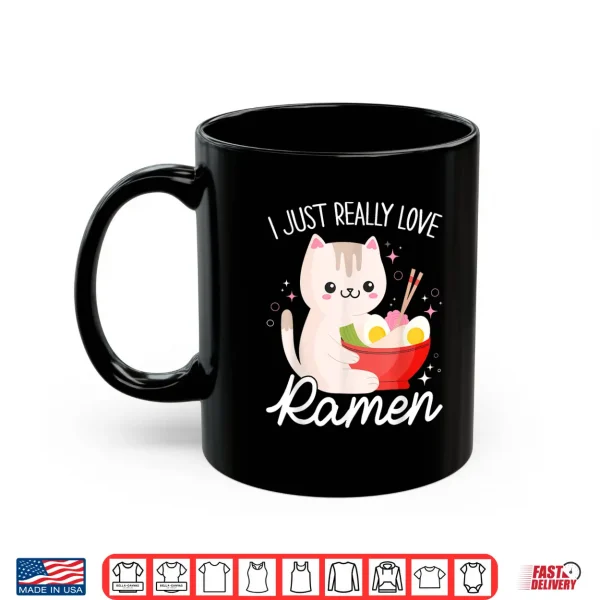 Mug Ramen Cat Anime Shirt Kawaii Clothes Otaku Clothing Manga Shirt