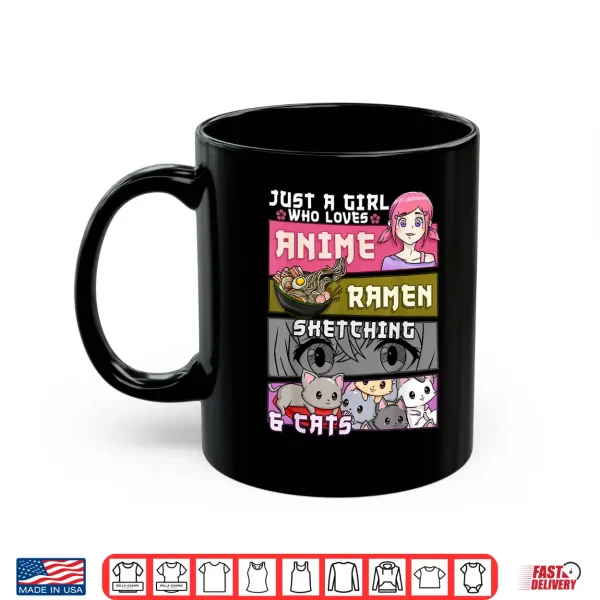 Mug Ramen Cat Anime Sketching Just a Girl Who Loves Shirt
