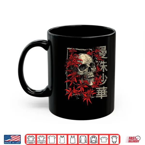 Mug Red Spider Lily Flower Skull Skeleton Japanese Anime Otaku Shirt