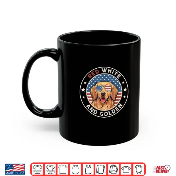 Mug Red White Golden Retriever American Flag 4th of July Gift Shirt