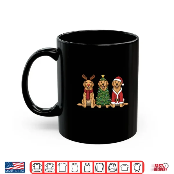 Mug Retro Christmas Golden Retriever Santa Reindeer Dog Lover Shirt