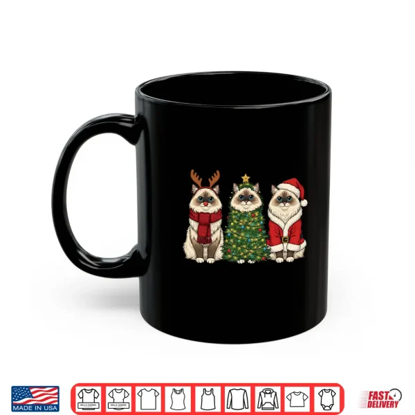 Mug Retro Christmas Ragdoll Cat Santa Reindeer Shirt