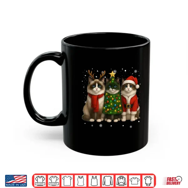 Mug Retro Christmas Ragdoll Santa Reindeer Cat Lover Shirt