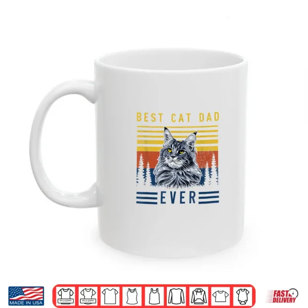 Mug Retro Maine Coon Cat Best Cat Dad Ever Funny Cat Maine Coon Shirt