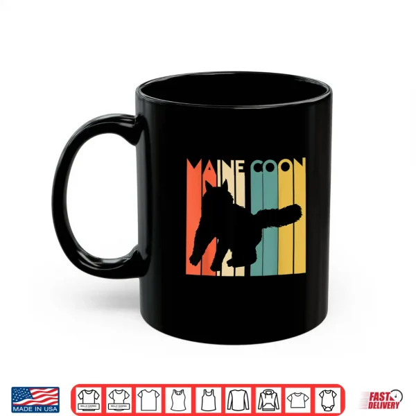 Mug Retro Maine Coon Cat Silhouette Cool Feline Cat Lover Gift Shirt