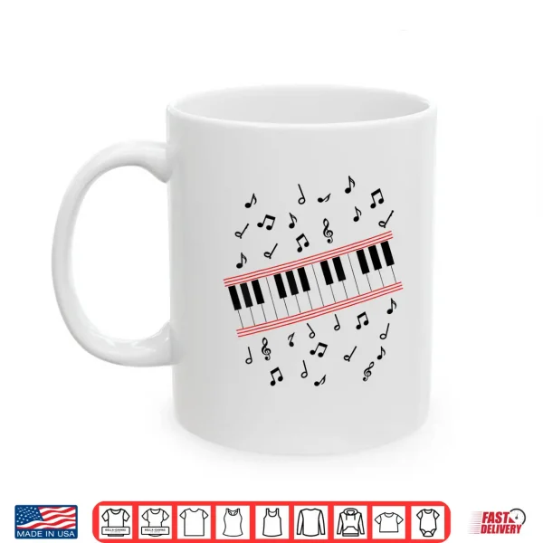 Mug Retro Piano Keyboard Music Notes 80s Vibe Shirt