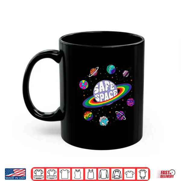 Mug Retro Rainbow Planets Safe Space Cosmic LGBTQ Pride Month Shirt
