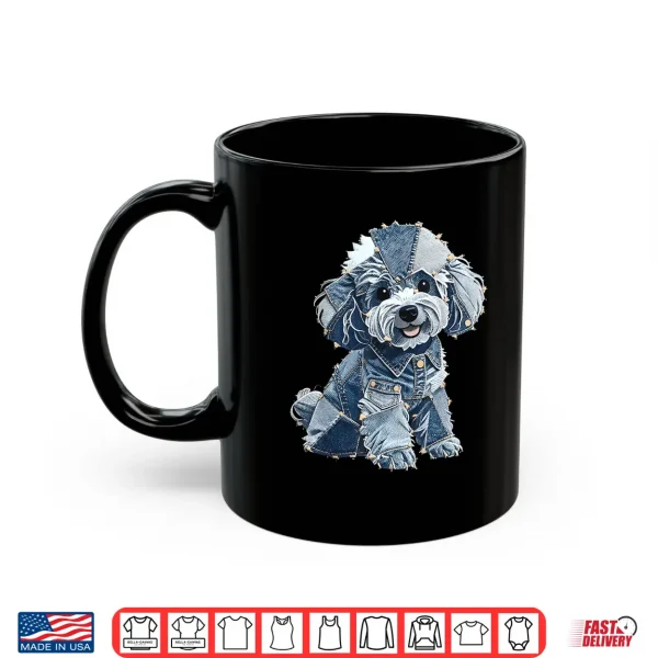 Mug Retro denim patch poodle dog art artistic Men Women Shirt