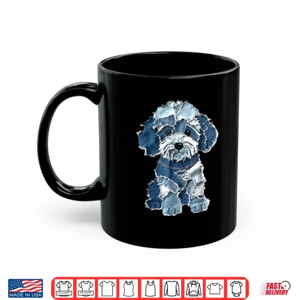 Mug Retro denim patch poodle dog art artistic Shirt