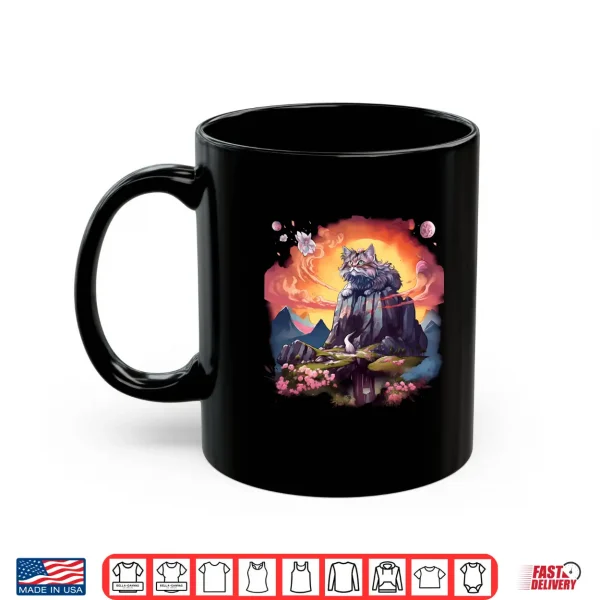 Mug Rock Climbing Maine Coon Cat Lovers Cute Feline Design Shirt