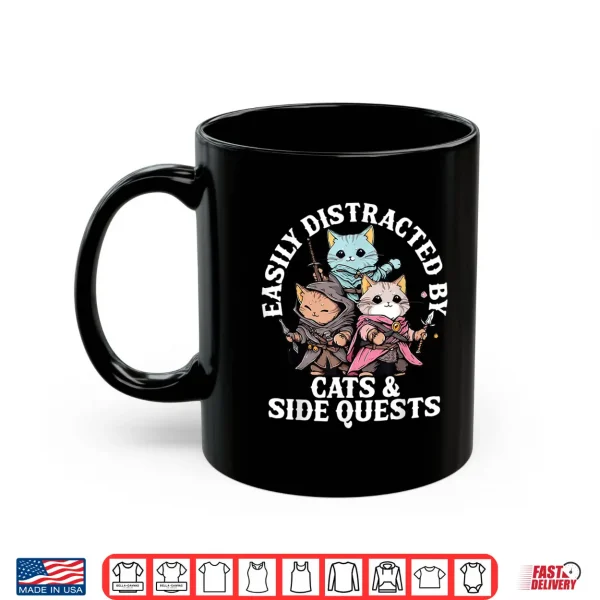 Mug Rpg Gamer Cats Side Quest Distracted Nerdy Tabletop Fun Men Shirt