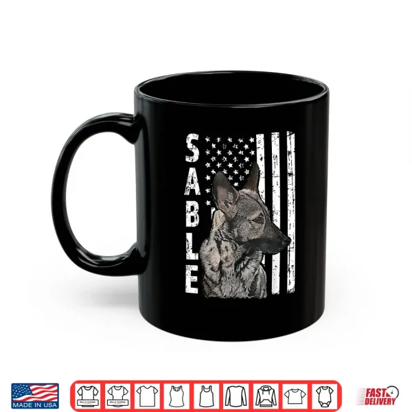 Mug Sable German Shepherd Dog American Flag Patriotic Shirt