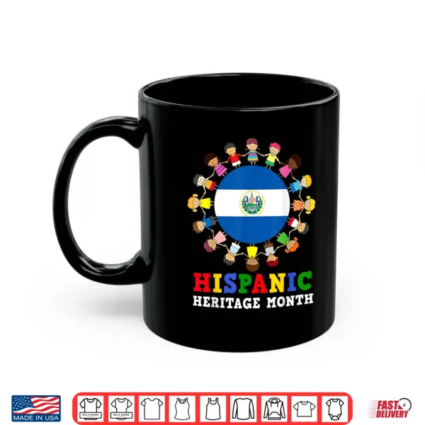 Mug Salvadoran Flag Hispanic Heritage El Salvador Boy Girl Kids Shirt