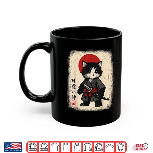 Mug Samurai Cat Japanese Vintage Kawaii Funny Cats Shirt