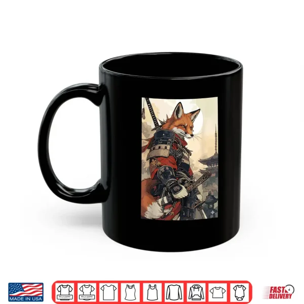 Mug Samurai Fox Shirts for Women Men Vintage Graphic Japanese Shirt