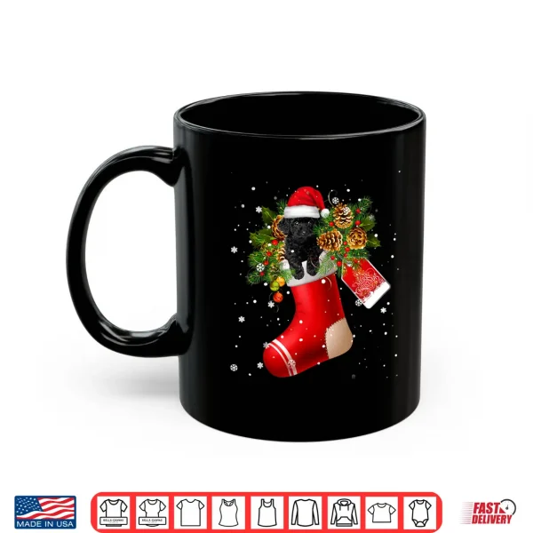 Mug Santa Black Toy Poodle In Christmas Sock Pajama Shirt