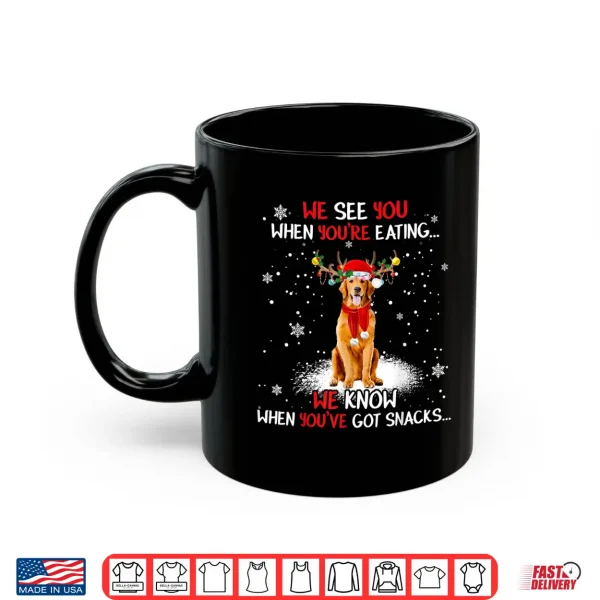 Mug Santa Golden Retriever Reindeer Light Christmas Pajama Shirt