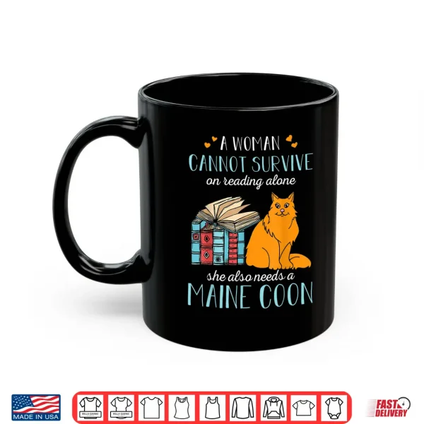 Mug Sche Also Needs A Maine Coon Cat Reading Cat Lover Shirt